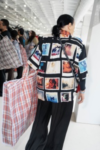 Street style at Comme des Garcons Sample Sale in New York.